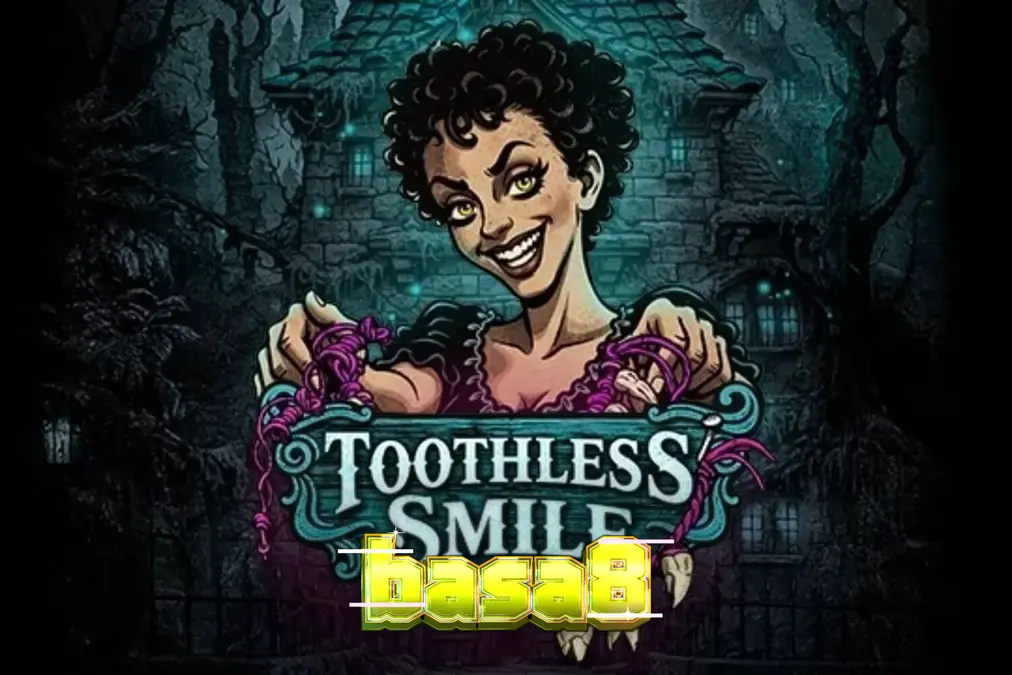A dark and eerie dental-themed slot machine interface featuring macabre symbols and a gothic color palette.